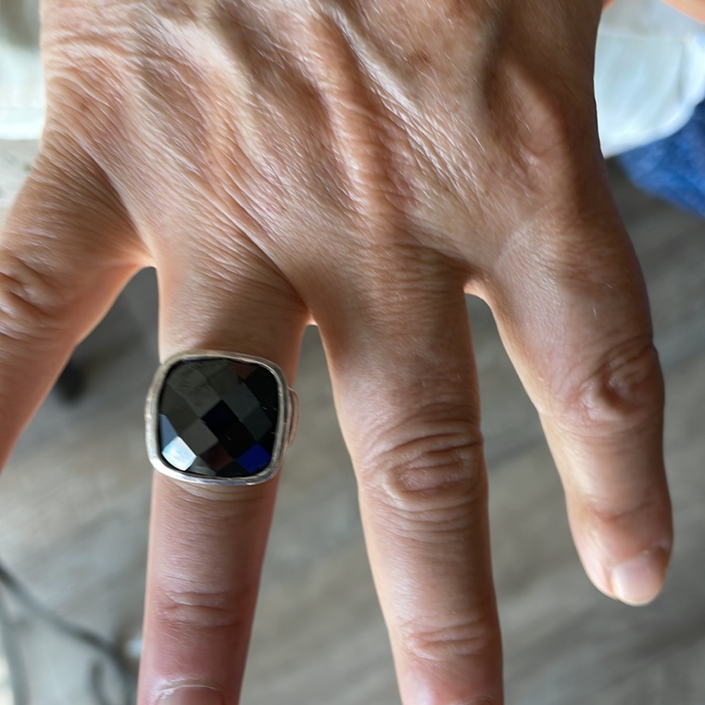 ART DECO BLACK ORCHID STERLING SILVER RING - Picture 6 of 6